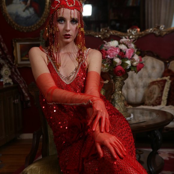 LADY ELEANOR Custom Order Red Gatsby Wedding Gown - Picture 6 of 15